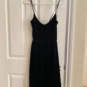 Monk & Lou Black Velvet Silk Dress with Strappy Lace-up Back